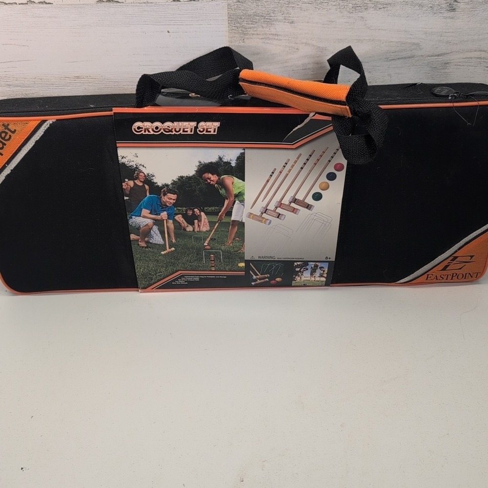 Eastpoint Croquet Set‎ 4 Player Wood Mallets Balls Wickets Stakes with Carry Bag